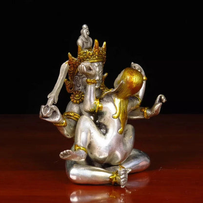 Brass Tibet Tantra Buddhism Temple Hevajra Yab-Yum Happy Sex Buddha Statue