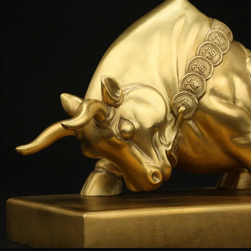 Brass Wall Street Bull Statue Modern art crafts Home living room bedroom decoration ornaments Office business statue