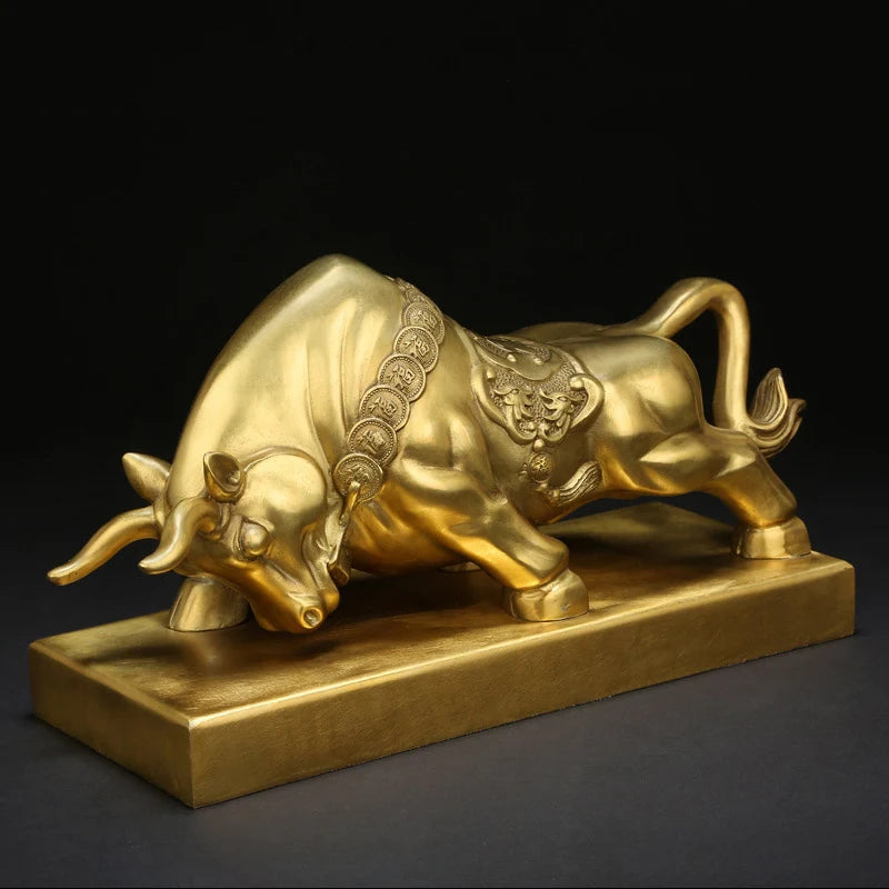 Brass Wall Street Bull Statue Modern art crafts Home living room bedroom decoration ornaments Office business statue
