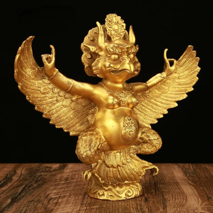 Brass copper Lei Zhen Zi God Statue Ornaments Gold-winged Roc Bird Home Living Room Decor Crafts Sculptures