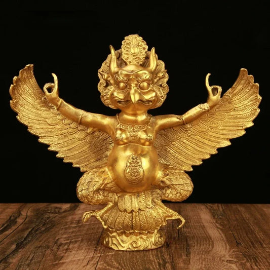Brass copper Lei Zhen Zi God Statue Ornaments Gold-winged Roc Bird Home Living Room Decor Crafts Sculptures