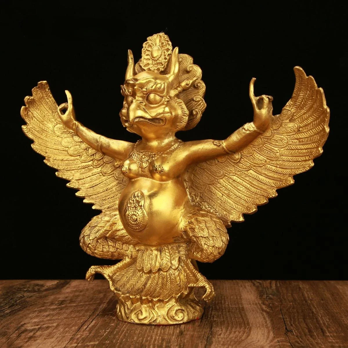 Brass copper Lei Zhen Zi God Statue Ornaments Gold-winged Roc Bird Home Living Room Decor Crafts Sculptures