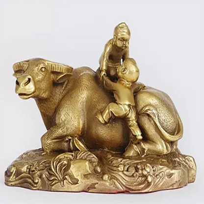 Brass cow decorations, shepherd boy riding cow decorations, cow decorations, home furnishings, living room decorations, gifts