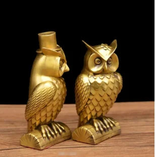 Brass creative copper ornaments owl home crafts ornaments