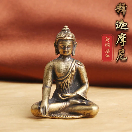 Brass, old siddhattha gotama desktop ornaments, antique wenwan collections, Buddha statues, decorations, bronzes, wholesale.