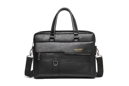 Briefcase Luxury Brand PU Leather Shoulder Retro Business 14-inch Computer Men's Fashion Crossbody Bag Handbag