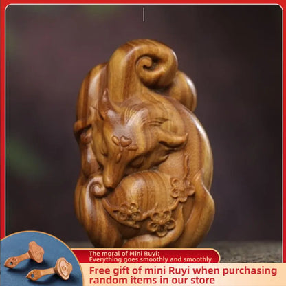 Bring Good Luck and Fortune- Nine-tailed Fox Verawood Ageing High Oil High-density Sculpture Modern Art Car Hanging Ornaments
