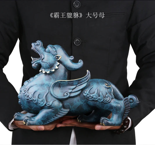 Bring in wealth and treasure #GOOD  office home Money Drawing Talisman -TOP Retro dragon PI XIU FENG SHUI Brass statue