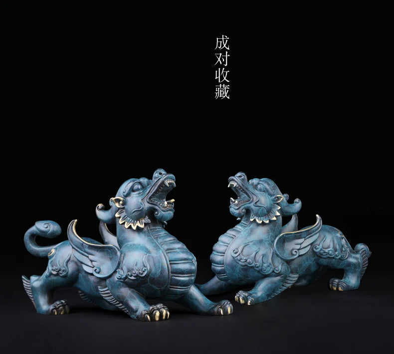 Bring in wealth and treasure #GOOD  office home Money Drawing Talisman -TOP Retro dragon PI XIU FENG SHUI Brass statue