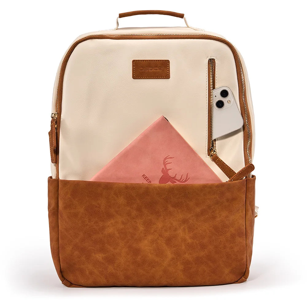 British Style Backpack Men's Casual Travel Backpack Women Fashion PU Wear-resistant Waterproof Large Capacity Laptop Bag