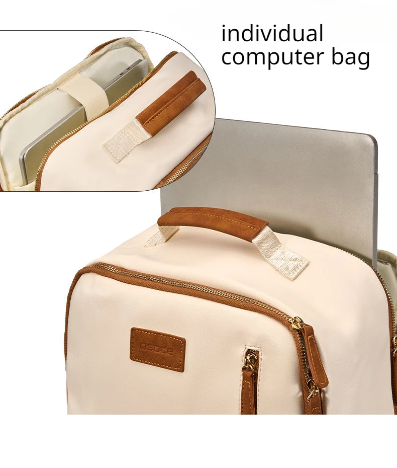British Style Backpack Men's Casual Travel Backpack Women Fashion PU Wear-resistant Waterproof Large Capacity Laptop Bag