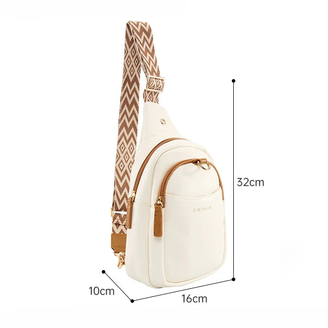 British Style PU Chest Bag Men and Women Fashion Casual Shoulder Bag Multifunction Waterproof Crossbody Cell Phone Bag