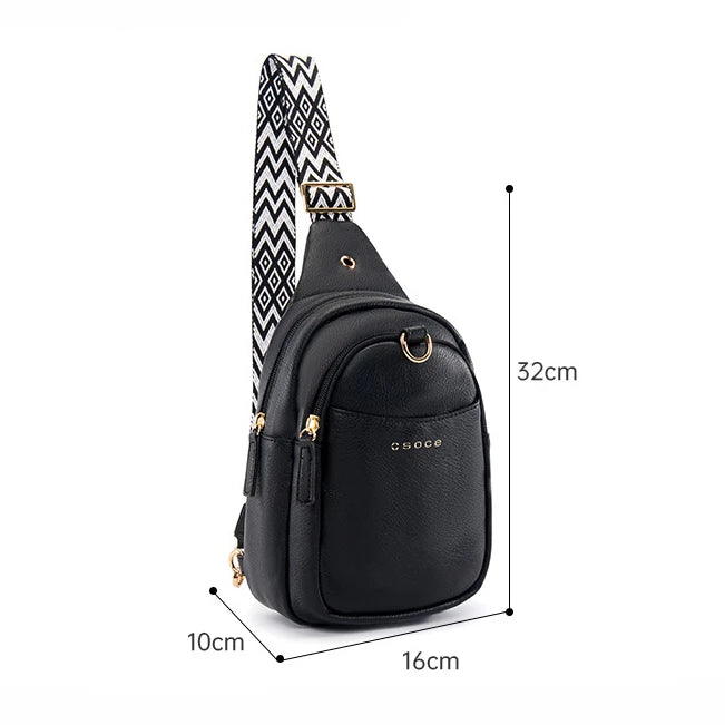 British Style PU Chest Bag Men and Women Fashion Casual Shoulder Bag Multifunction Waterproof Crossbody Cell Phone Bag
