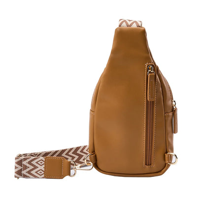 British Style PU Chest Bag Men and Women Fashion Casual Shoulder Bag Multifunction Waterproof Crossbody Cell Phone Bag