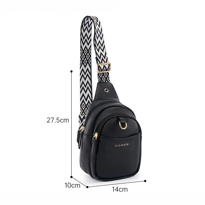 British Style PU Chest Bag Men and Women Fashion Casual Shoulder Bag Multifunction Waterproof Crossbody Cell Phone Bag