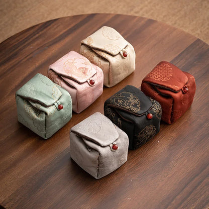 Brocade Tea Cup Storage Small Cloth Bag Cup Storage Carrying Teacup Bag Storage Bag Kung Fu Travel Tea Utensils Cup Storage Bag