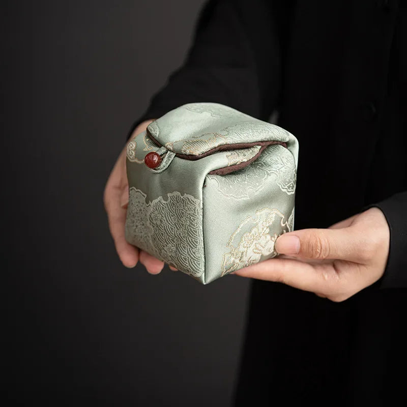 Brocade Tea Cup Storage Small Cloth Bag Cup Storage Carrying Teacup Bag Storage Bag Kung Fu Travel Tea Utensils Cup Storage Bag