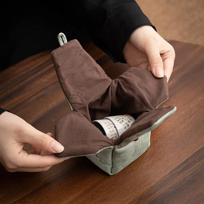 Brocade Tea Cup Storage Small Cloth Bag Cup Storage Carrying Teacup Bag Storage Bag Kung Fu Travel Tea Utensils Cup Storage Bag