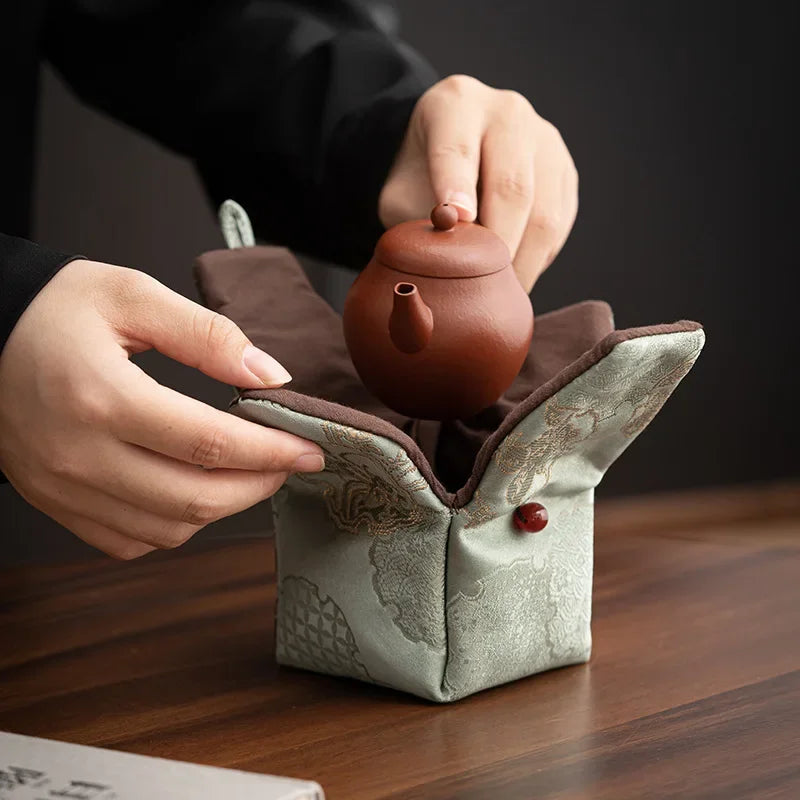 Brocade Tea Cup Storage Small Cloth Bag Cup Storage Carrying Teacup Bag Storage Bag Kung Fu Travel Tea Utensils Cup Storage Bag
