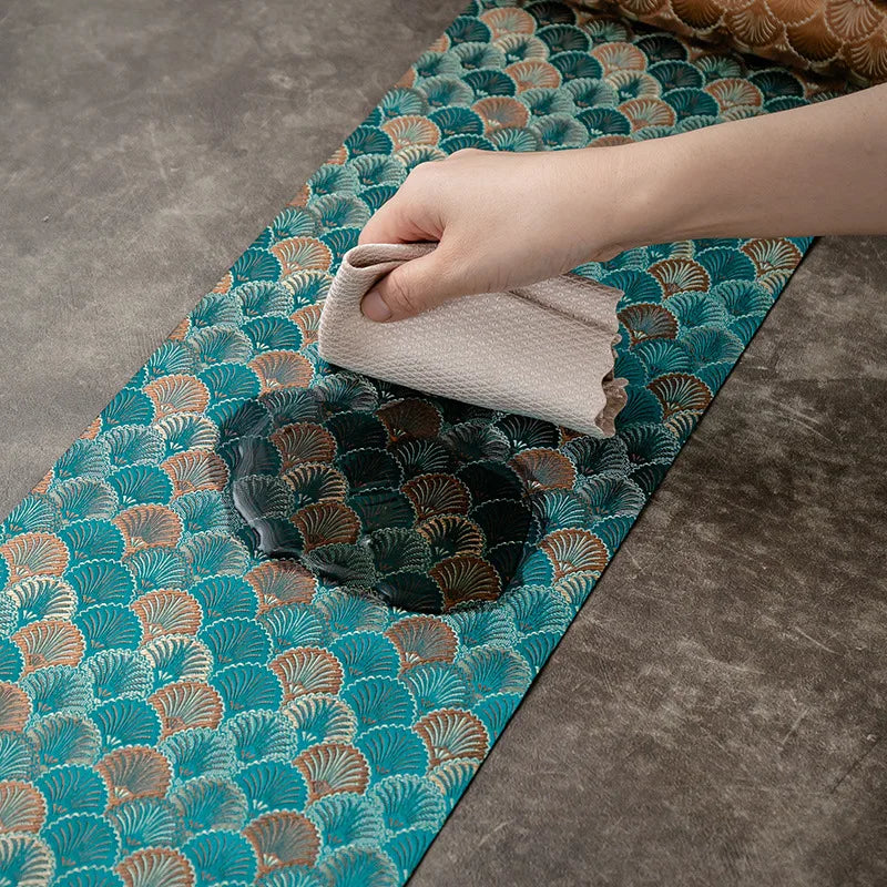 Brocade Tea Mat Zen Waterproof Tea Mat Linen Tea Mat Table Runner Fabric Craft Chinese Brocade Tea Table Tablecloth Cotton Linen