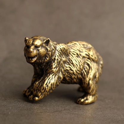 Bronze Brown Bear Tea Pet Household Mini Animal Crafts Desktop Copper Ornament Tea Ceremony Accessories Car Decoration
