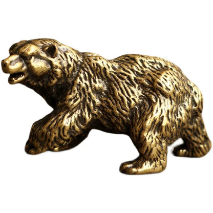 Bronze Brown Bear Tea Pet Household Mini Animal Crafts Desktop Copper Ornament Tea Ceremony Accessories Car Decoration