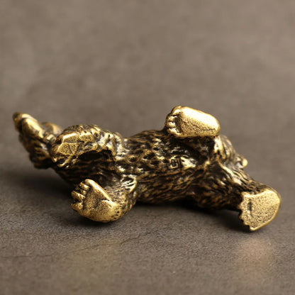 Bronze Brown Bear Tea Pet Household Mini Animal Crafts Desktop Copper Ornament Tea Ceremony Accessories Car Decoration