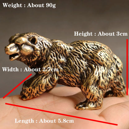 Bronze Brown Bear Tea Pet Household Mini Animal Crafts Desktop Copper Ornament Tea Ceremony Accessories Car Decoration