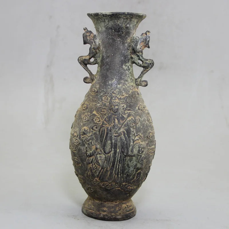 Bronze Collection Vase Carved Guanyin Bodhisattva Decoration Zhenzhai Decoration