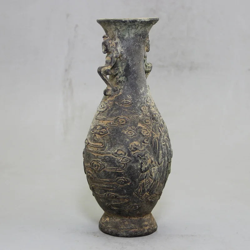 Bronze Collection Vase Carved Guanyin Bodhisattva Decoration Zhenzhai Decoration