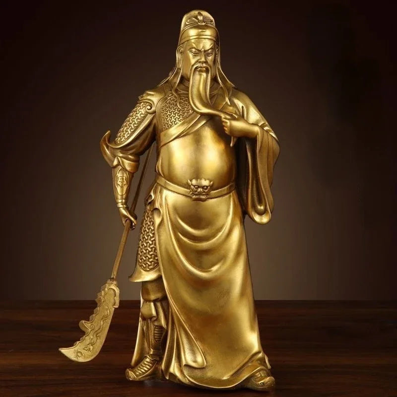 Bronze Guan Gong Statue Copper God of Wealth Statue Guan Yu Bronze Home Living Room Statue Sculptures