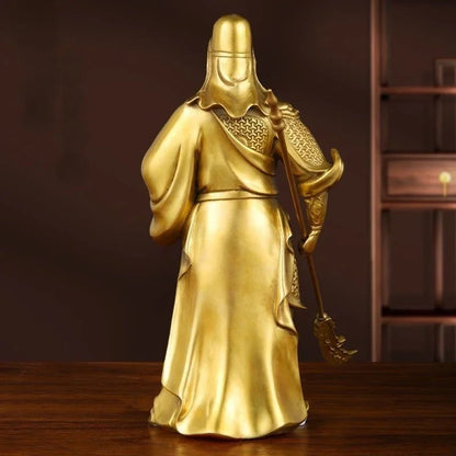 Bronze Guan Gong Statue Copper God of Wealth Statue Guan Yu Bronze Home Living Room Statue Sculptures