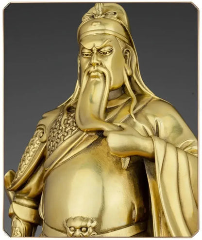 Bronze Guan Gong Statue Copper God of Wealth Statue Guan Yu Bronze Home Living Room Statue Sculptures
