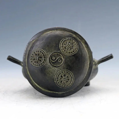 Bronze Handwork Carved Pattern Incense Burner& Lid Ming Dynasty Xuan De Mark