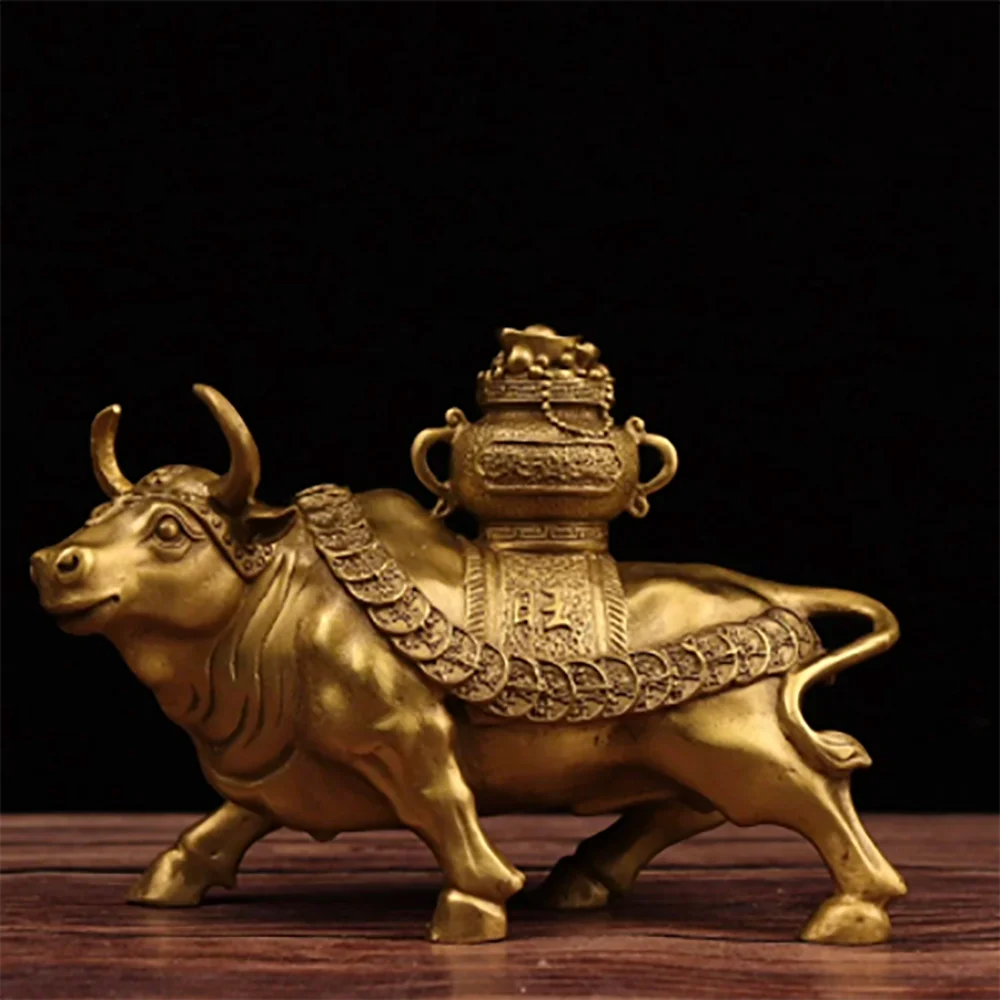 Bronze Ox Ornaments Wealth Luck Ox Tuo Treasure Bowl Ox Bronze Opening Gift Ox Bronze Ox Ornaments Crafts