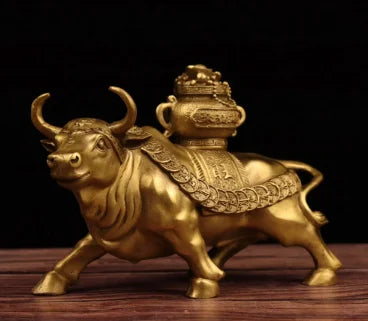 Bronze Ox Ornaments Wealth Luck Ox Tuo Treasure Bowl Ox Bronze Opening Gift Ox Bronze Ox Ornaments Crafts