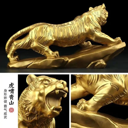 Bronze tiger ornaments lunar New Year tiger feng shui home decoration office living room decoration craft gifts
