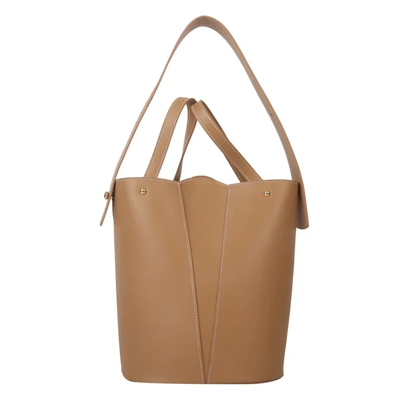 Bucket Bag Women's 2024 New Handbag Retro Simple Large Capacity Single Shoulder Crossbody Bag Solid Color Designer Bags Luxury