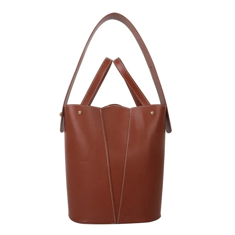 Bucket Bag Women's 2024 New Handbag Retro Simple Large Capacity Single Shoulder Crossbody Bag Solid Color Designer Bags Luxury