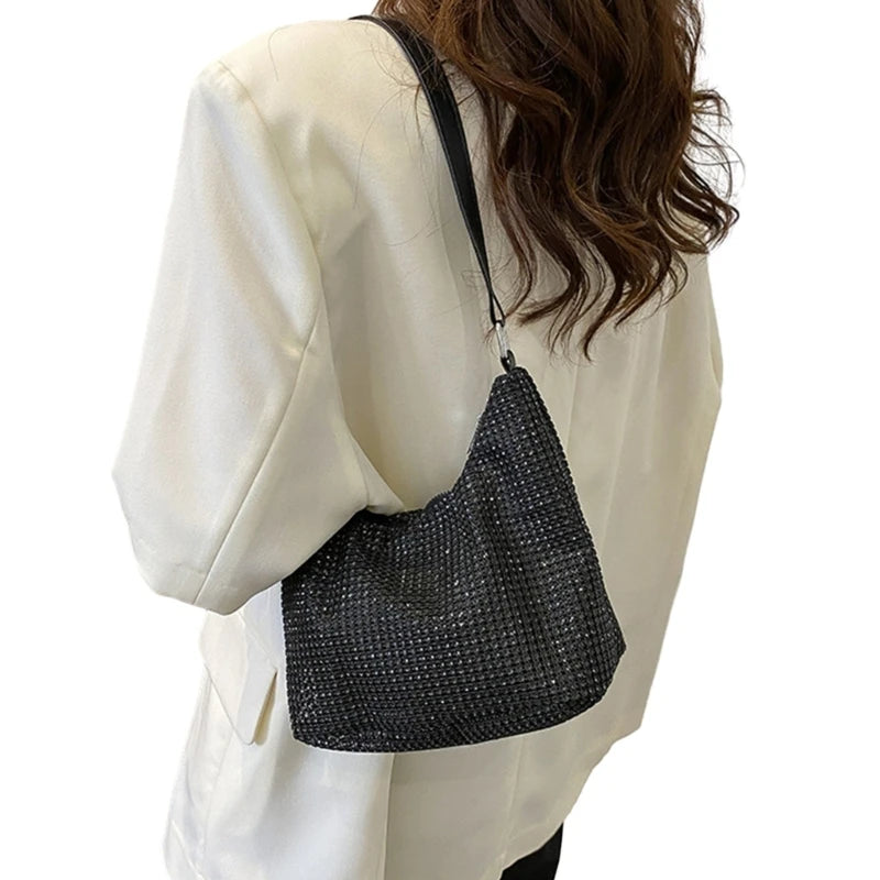 Bucket Bag Zipper Shoulder Purse Mini Tote Small Handbag Purse Evening Clutch Wedding Purse for Prom Party