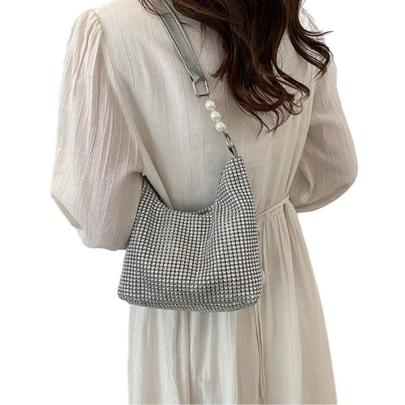 Bucket Bag Zipper Shoulder Purse Mini Tote Small Handbag Purse Evening Clutch Wedding Purse for Prom Party