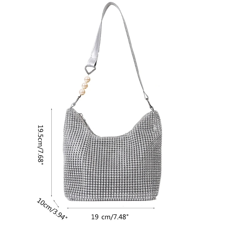 Bucket Bag Zipper Shoulder Purse Mini Tote Small Handbag Purse Evening Clutch Wedding Purse for Prom Party