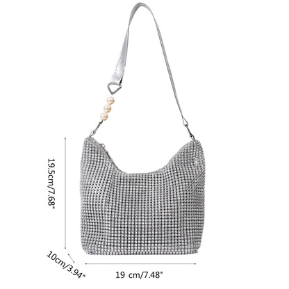 Bucket Bag Zipper Shoulder Purse Mini Tote Small Handbag Purse Evening Clutch Wedding Purse for Prom Party