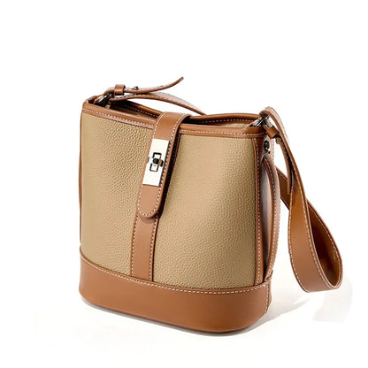 Bucket bag for women's new 2024 popular top layer leather women's bag, cowhide niche design, handheld commuting crossbody bag