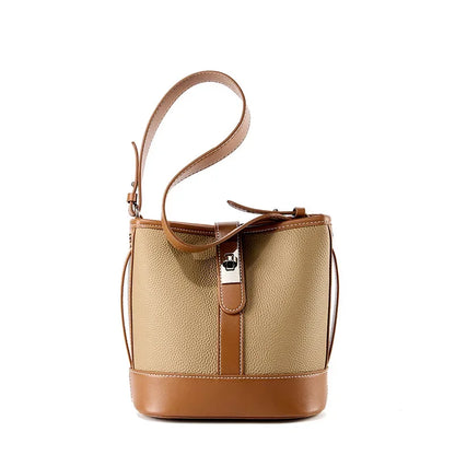 Bucket bag for women's new 2024 popular top layer leather women's bag, cowhide niche design, handheld commuting crossbody bag