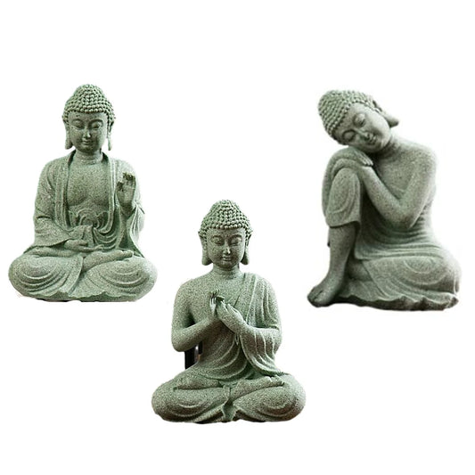Buddha Figurine Sand Stone Moulding Statue Sculptures Ornament For Home Garden Decor Bonsai Aquarium Landscaping Room Decoration