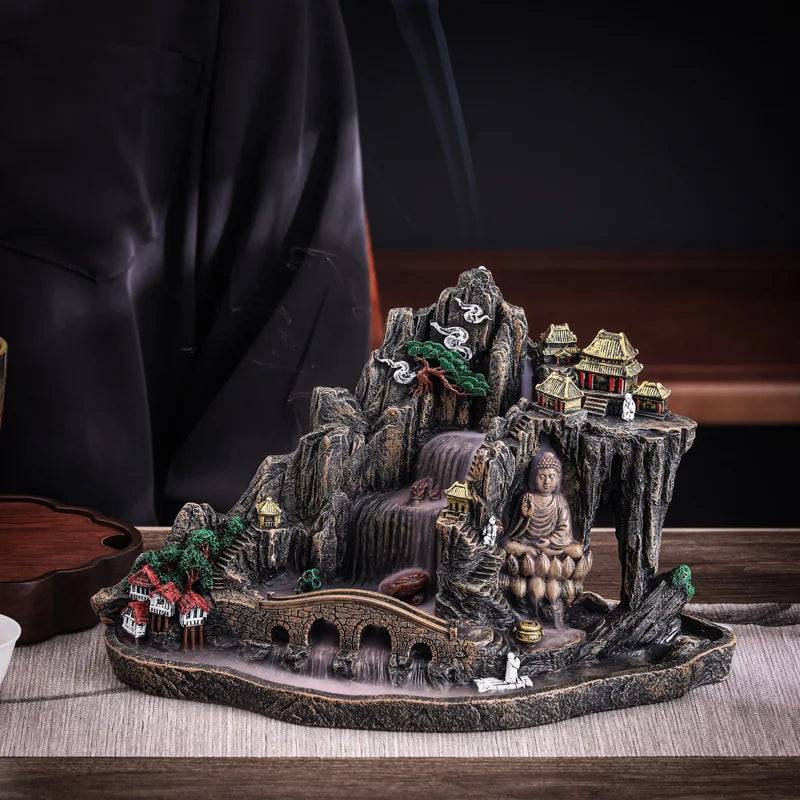 Buddha Holy Place Peaceful World Incense Cone Holder Backflow Incense Burner Decor Tearoom