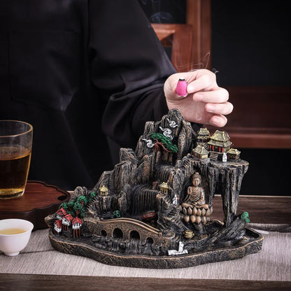 Buddha Holy Place Peaceful World Incense Cone Holder Backflow Incense Burner Decor Tearoom