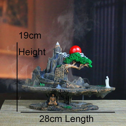 Buddha Holy Place Peaceful World Incense Cone Holder Backflow Incense Burner Decor Tearoom