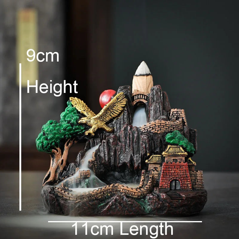 Buddha Holy Place Peaceful World Incense Cone Holder Backflow Incense Burner Decor Tearoom